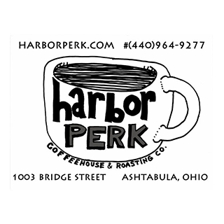 Harbor Perk - 1003 Bridge Street (440) 964-9277Independent coffeehouse and roasting company in the Historic Ashtabula Harbor. Our coffee is roasted and brewed fresh daily along with fine crafted espresso, lattes, cappuccinos served your way. Fruit smoothies and locally baked goods are also a hit.www.harborperk.com